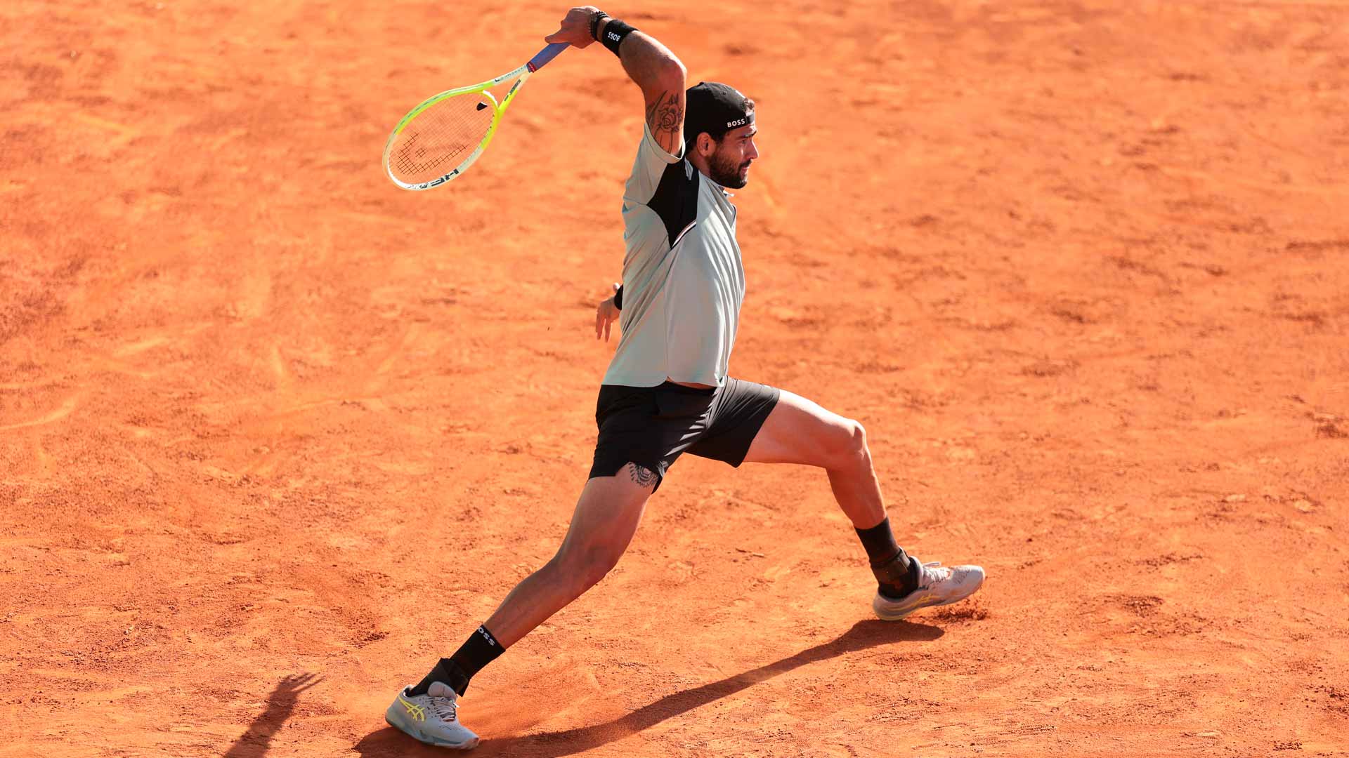 Matteo Berrettini in action Tuesday at the Sardegna Open